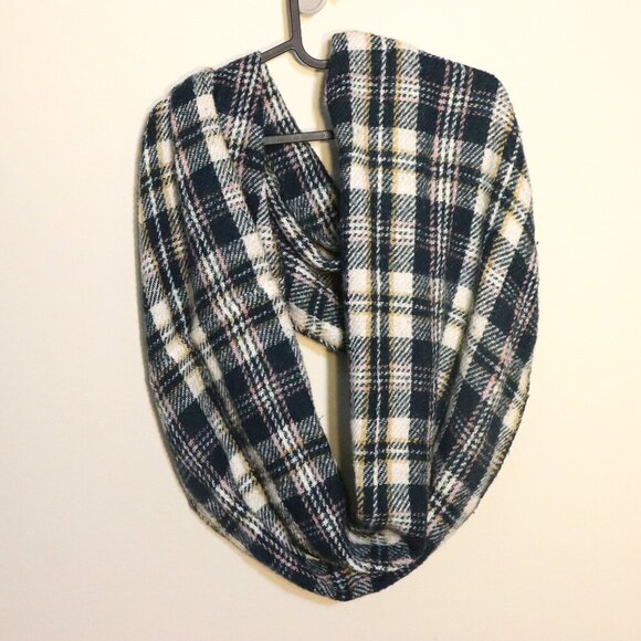 LOFT Accessories - Loft Black and white plaid cozy scarf with a subtle hint of tan, infinity scarf